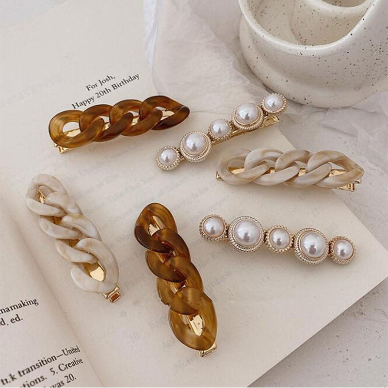 Chain and Pearl Hair Clips, Set of 2 – La Cour