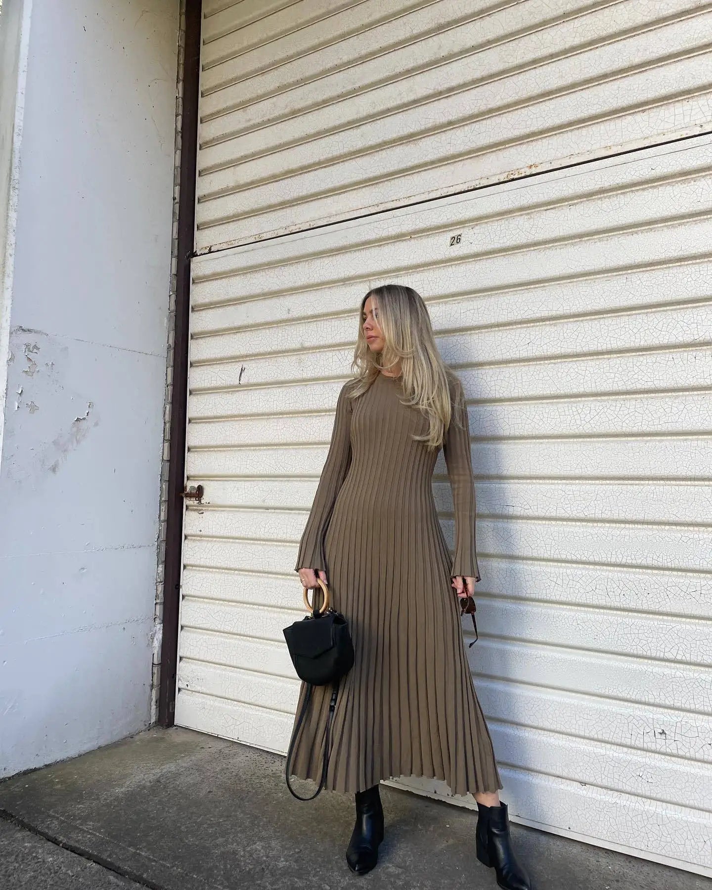 Sanra Long-Sleeve Midi Dress