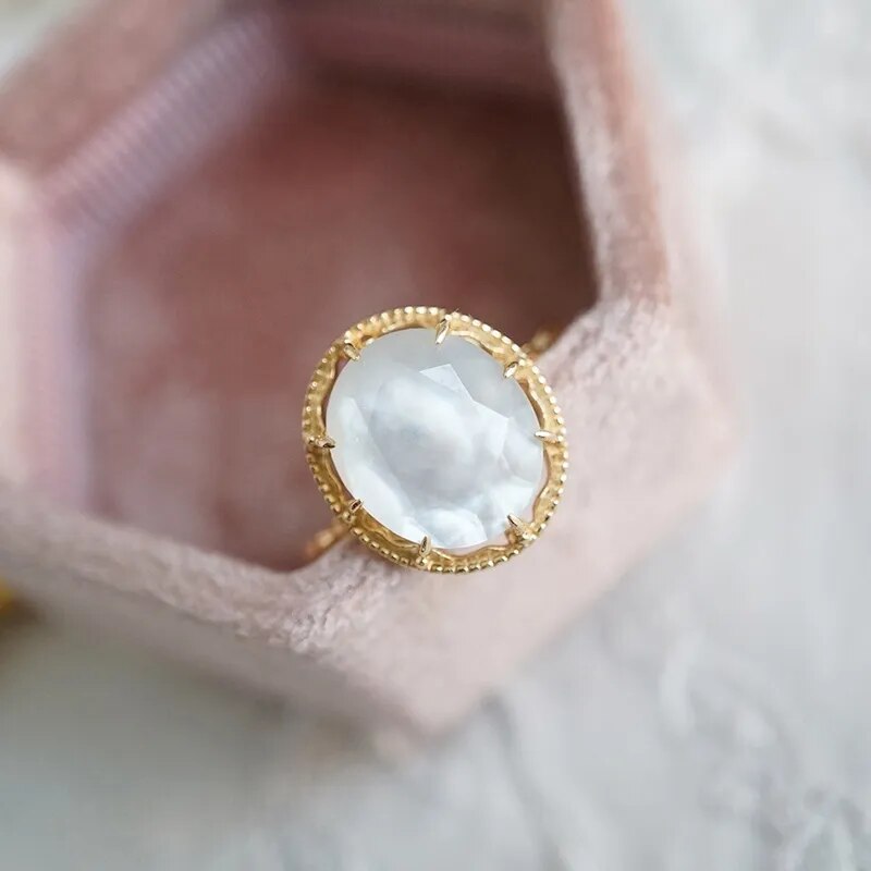 Natural White Quartz Ring