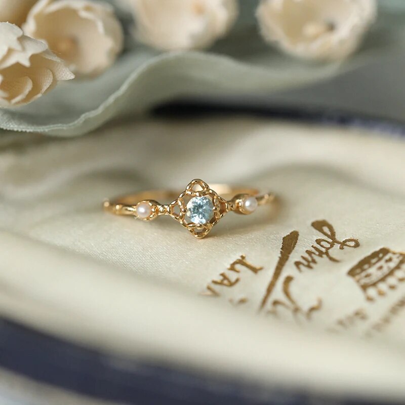 Natural Blue Topaz Ring