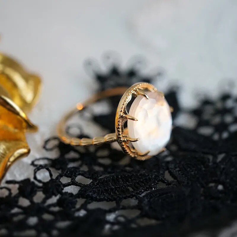 Natural White Quartz Ring