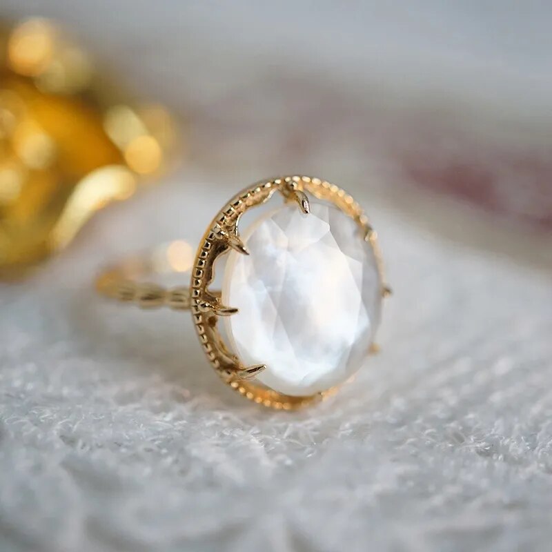 Natural White Quartz Ring