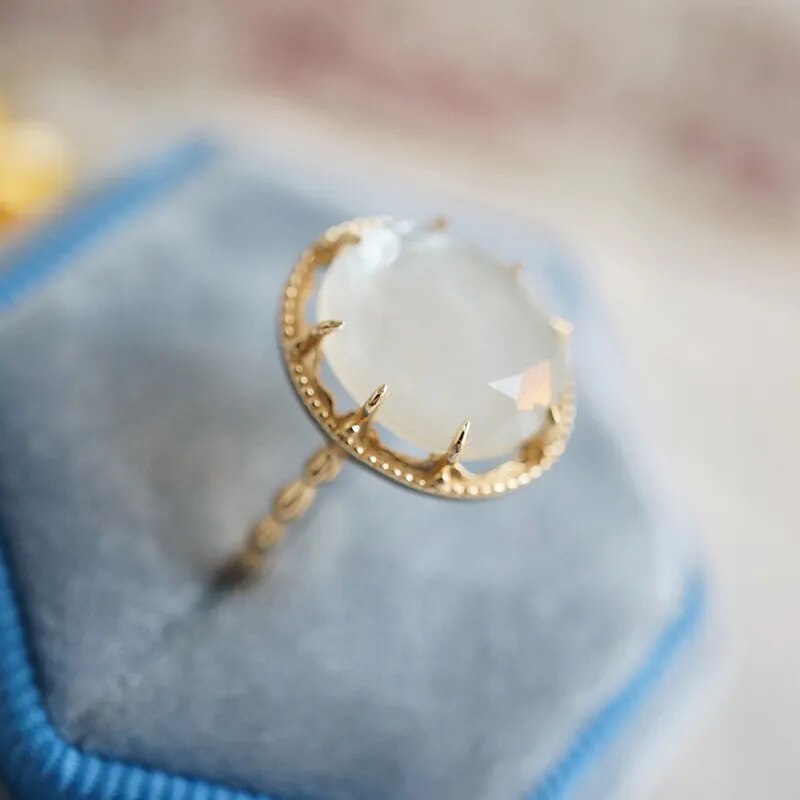 Natural White Quartz Ring