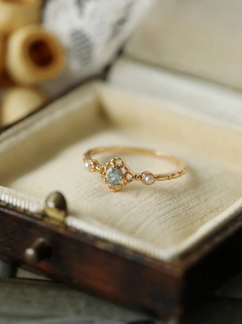 Natural Blue Topaz Ring