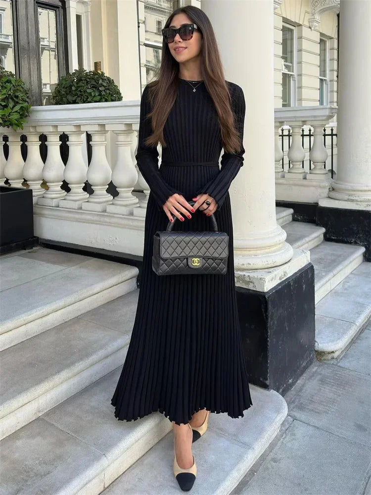 Sanra Long-Sleeve Midi Dress