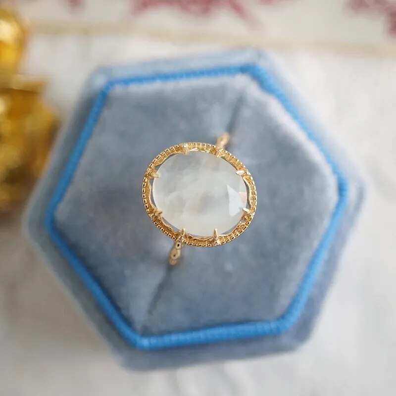 Natural White Quartz Ring