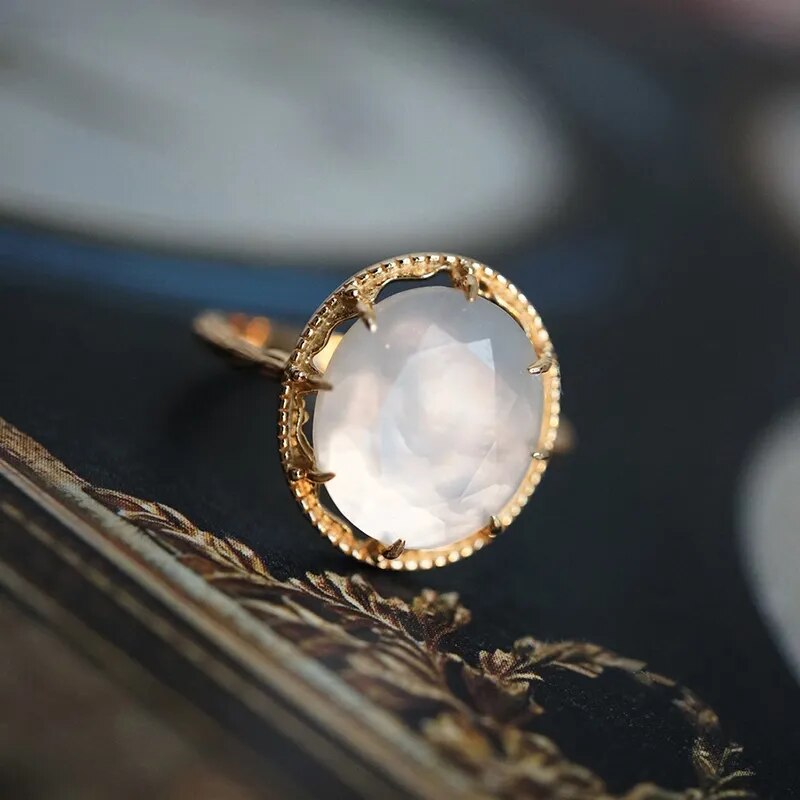 Natural White Quartz Ring