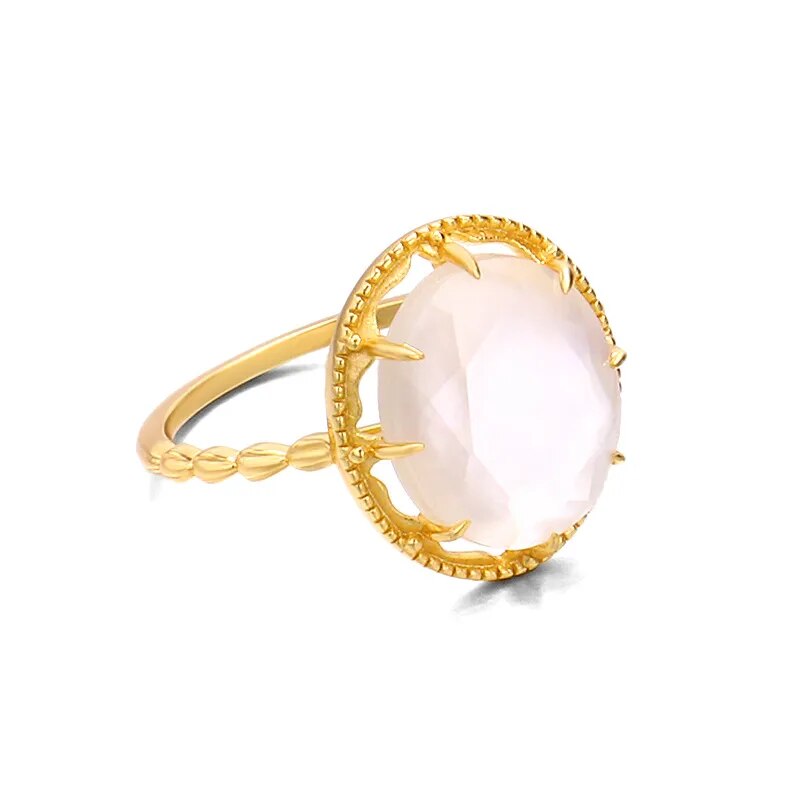 Natural White Quartz Ring