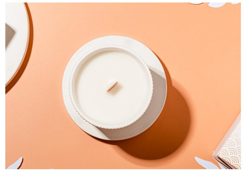 White Stripe Ceramic Candle