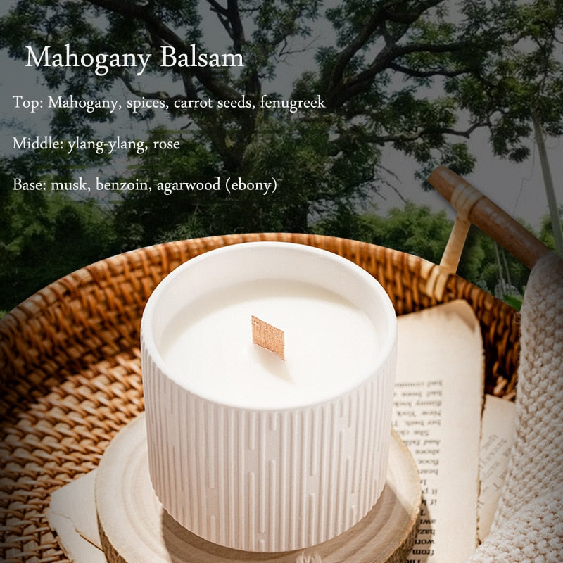 White Stripe Ceramic Candle