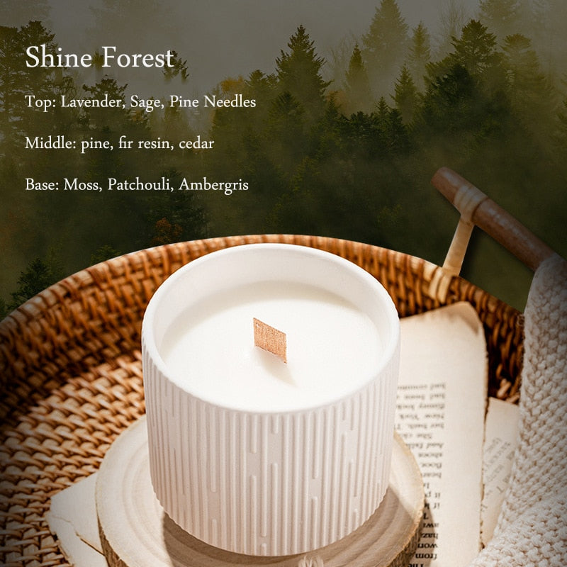 White Stripe Ceramic Candle