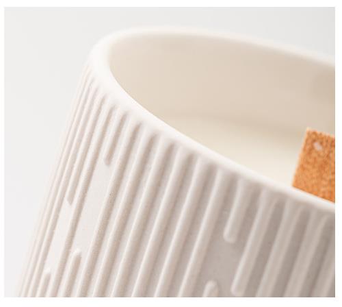 White Stripe Ceramic Candle