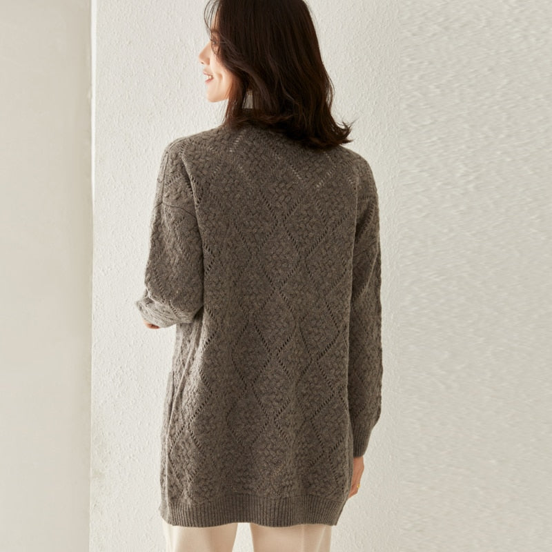 Mid-Length Wool Cardigan