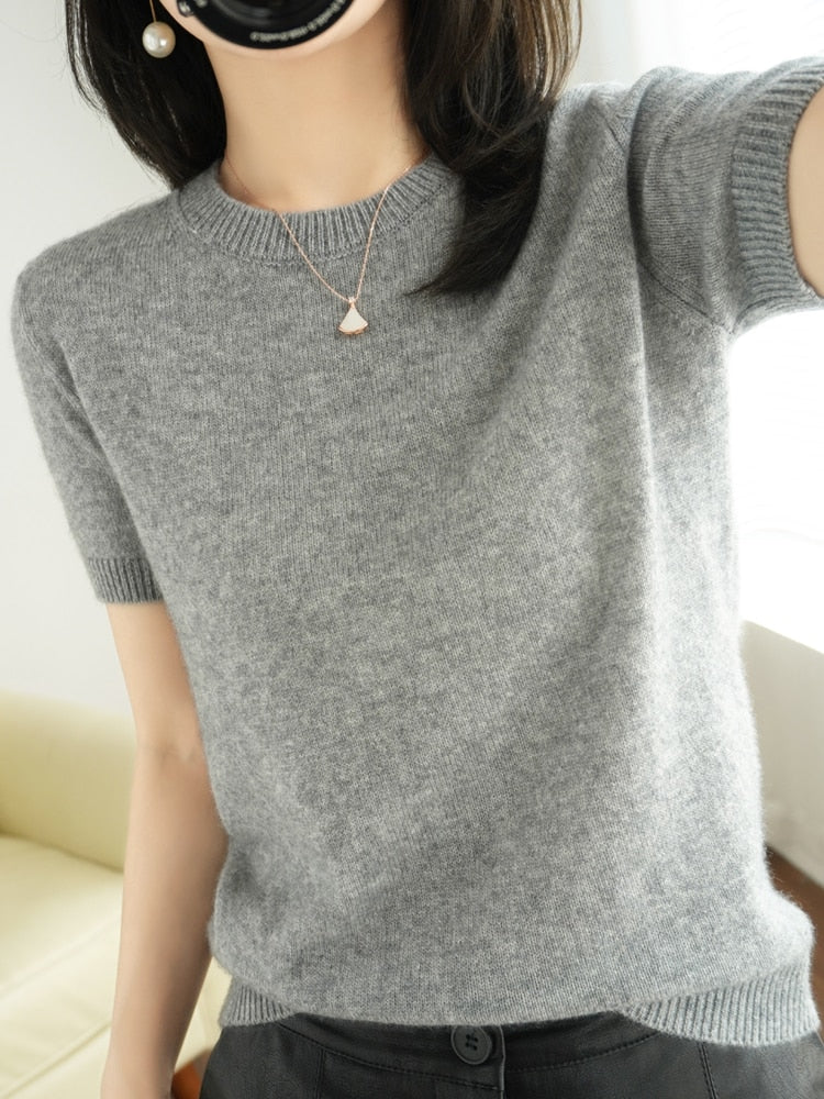 Crew Neck Half-Sleeve Pullover, Neutral Hues