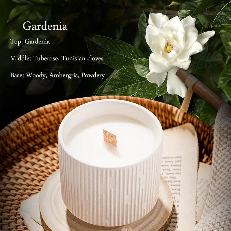 White Stripe Ceramic Candle