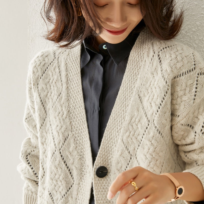 Mid-Length Wool Cardigan