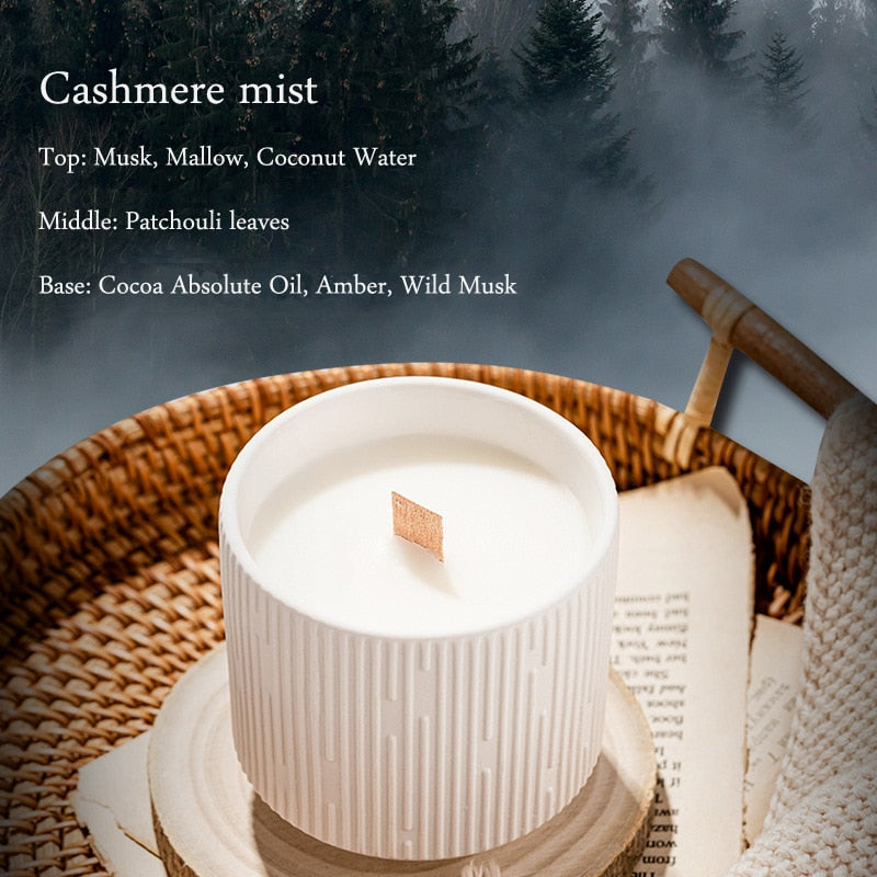 White Stripe Ceramic Candle