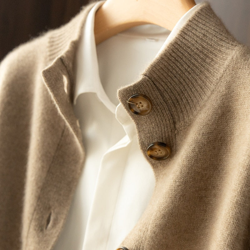 Cashmere Wool Blend High Neck Sweater