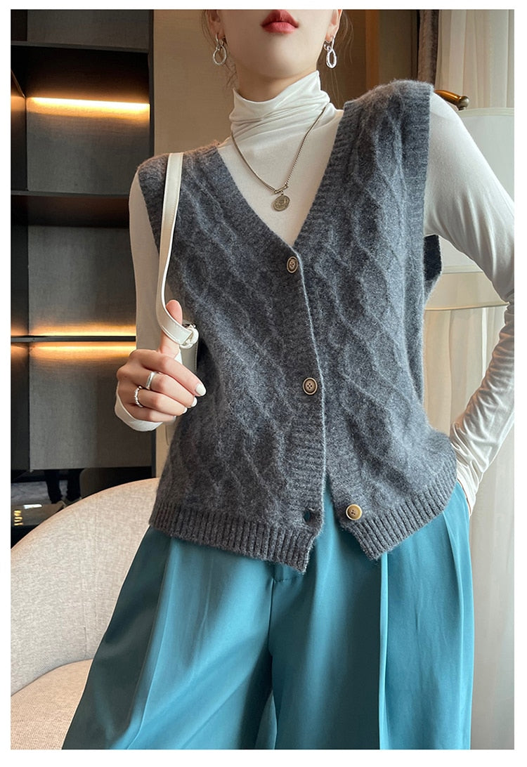 V-Neck Wool Vest