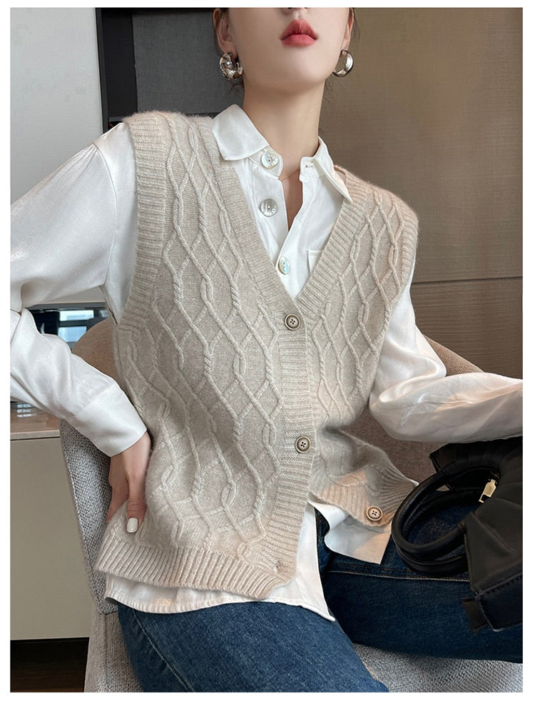 V-Neck Wool Vest