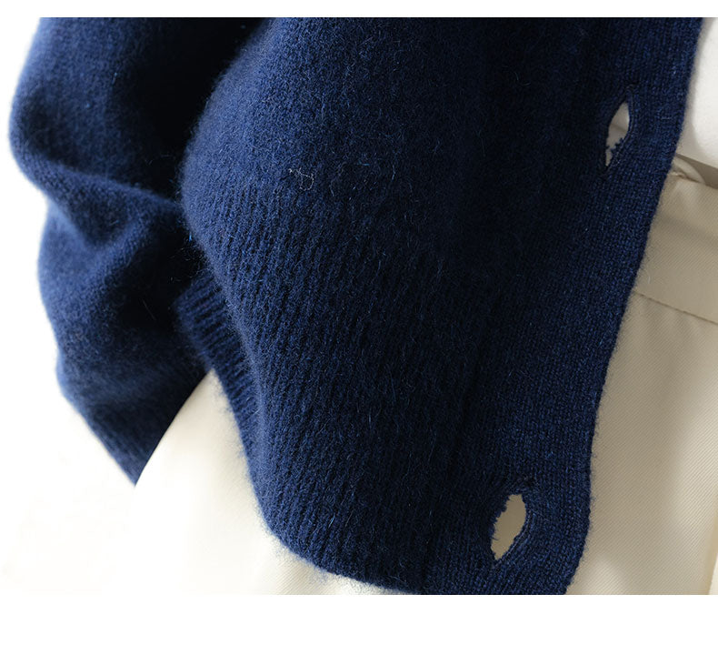 Cashmere Wool Blend High Neck Sweater