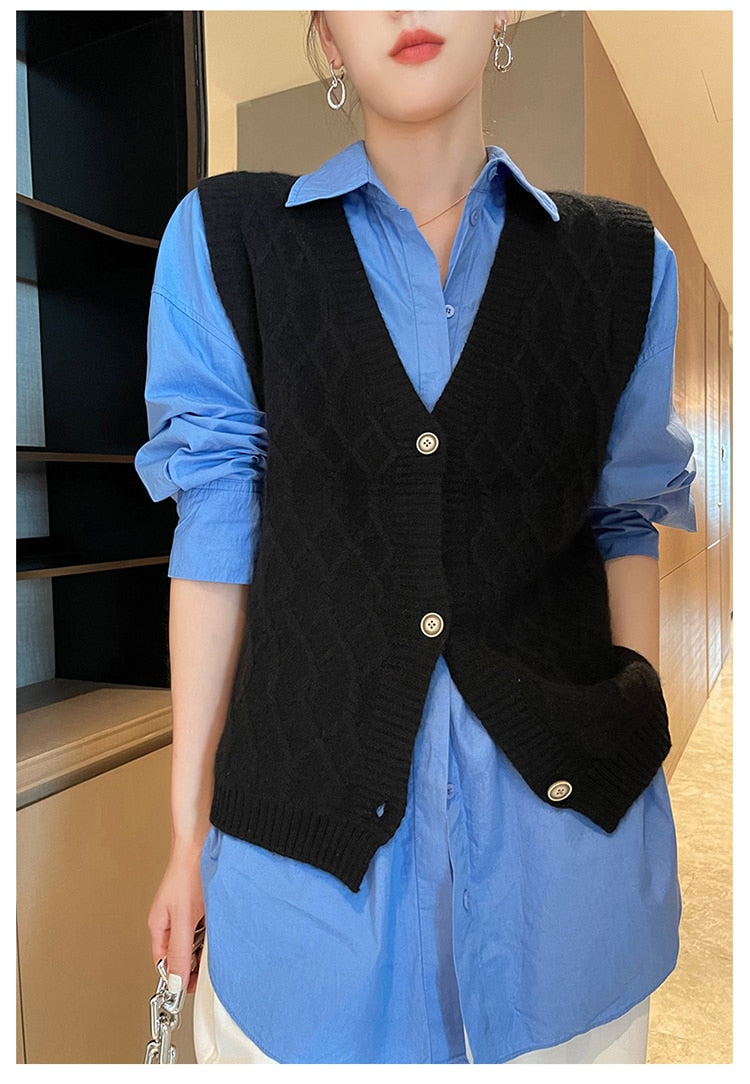 V-Neck Wool Vest